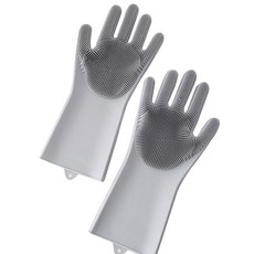 矽膠洗碗刷橡膠手套組合 灰色, 1套
