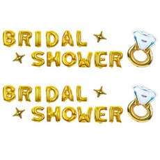 EMOKUBEE 新娘派對字母A金色星星+戒指氣球套裝, 混搭顏色, 2套