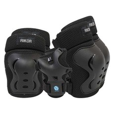 RICO 護具 護腕2個 + 護肘2個 + 護膝2個 套組, 黑色, 1個