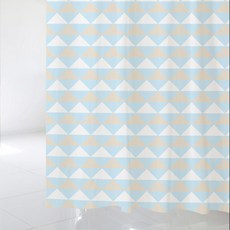 디자인수풀 샤워 커튼 1520 x 1880 mm SC 67 + 스테인리스 고리 12p + 커튼봉 화이트 풀세트, 1세트