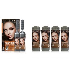 freesia Andantino 無患子乳膏染髮劑氣溶膠泡沫染料全成分 2p + 補充裝 4p, 自然棕色, 1套