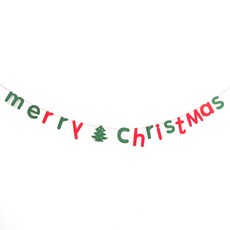 紅色綠色木紋文字聖誕節掛旗, 混色