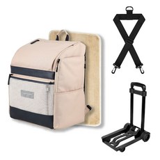 Louis Camon寵物外出包+超細纖維墊+汽車座椅束帶+推車, 淺褐色