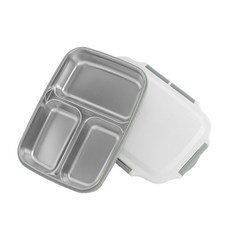 不鏽鋼3格便當盒 26.5*19.5*6cm, 灰色, 單品