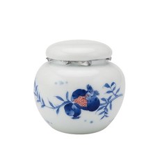 Kyungdeukjin青花石榴茶壺, 藍+白+紅, 1個