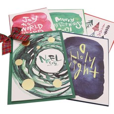 Harvester書法聖誕卡 5種組, 混色, 1套