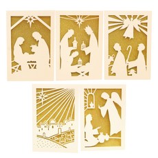 Harvester金色輪廓聖誕卡片 5種組, 混色, 1套