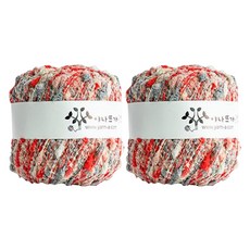 Yarna 爆米花特殊毛線 2入, 紅色 + 灰色 + 米色