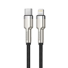 베이스어스 20W 메탈 C to 8핀 고속 충전 케이블 CATLJK-B01, 블랙, 1개, 2m