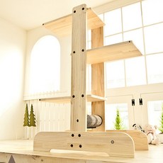 캣츠빌 고양이 원목 아쭈 캣타워 S3, 브라운(카페트), 1개