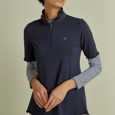DAKS 女款荷葉領半拉鍊短袖高爾夫T恤 DNTS1B315