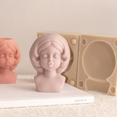 AngleThing 短髮女孩素色蠟燭模具, 單色