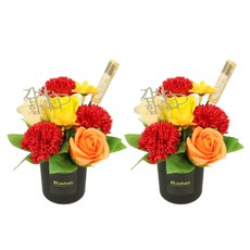 블뤼엔 조화 감사카네이션 블랙센터피스 2p, 오렌지, 오렌지