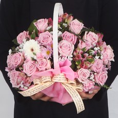 생화 데이지 꽃바구니, 핑크
