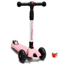 KELLY&STEPHAN 孩童智能摺疊式滑板車+安全車燈, 粉色(腳踏板)+隨機出貨(安全燈)