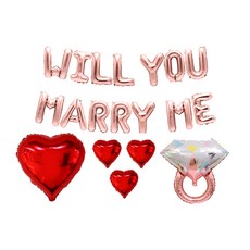 Broky WILL YOU MARRY ME 牛奶盒求婚氣球組, 玫瑰金, 1套