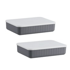 Korak 韓國藤製收納盒中號超薄 2p, 灰色