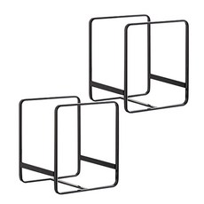 窄方形盤子立架 2入, 黑色的