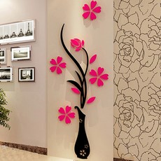 花瓶壓克力鏡面重點壁貼, 粉紅色