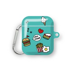 프루그나 4인4색 에어팟 하드케이스 + 카라비너, 에메랄드, 1개
