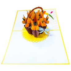 Leeum Dream 3D黃色鬱金香花籃立體卡片, 混合顏色, 1個