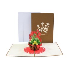 Leeum-Dream 3D康乃馨花盆立體卡片, 混色, 1個
