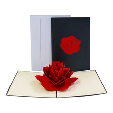 Leeum Dream 3D紅玫瑰立體卡片, 混合顏色, 1個