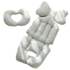 bebenuvo 四季雙層內襯雙面嬰兒推車坐墊 + 頸枕, 雛菊 灰白色, 1組