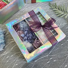 바나나스푼 조화 홀로그램 비누 꽃 카네이션 용돈박스, 퍼플