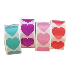 All That Party 基本款愛心捲筒貼紙4種組合, 基本綠色+基本紫色+基本粉紅色+基本紅色, 1套