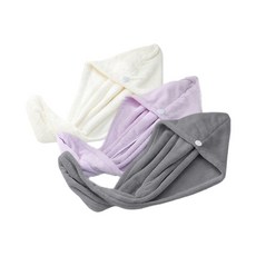 超細纖維乾髮巾3件組 64 x 23 cm, 深灰色 + 紫色 + 象牙白, 1套