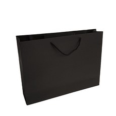 角落商人 素色橫式紙質購物袋, 黑色