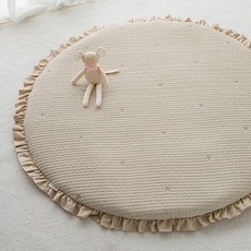 롤베이비 플레인 아기 원형 러그 + 충전재 2p, 체리베이지, 1개