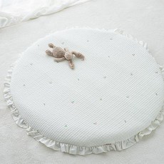 롤베이비 플레인 아기 원형 러그 + 충전재 2p, 체리화이트, 1개