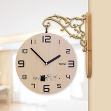 高品質簡約插畫雙面掛鐘, 混合色