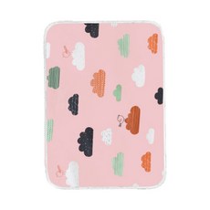 JOY MULTI 滿版印花棉質防水墊, 雲朵款 粉色, 1個