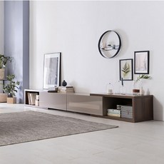 리바트 그레이 익스텐션 거실장 방문설치, 그레이(바디) + 월넛(사이드장)