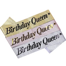 joyparty 生日肩帶 Birthday Queen 3件組, 亮粉金, 亮粉銀, 亮粉玫瑰金, 3個