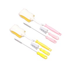 hibee 多用途隨行杯專用清潔刷組 旋轉型, 淺粉色 + 黃色, 2個