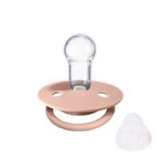BIBS DE LUX矽膠安撫奶嘴+奶嘴收納盒, 奶嘴(Blush)+奶嘴蓋(White), 1組