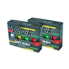볼빅 비비드 소프트웨이브 골프공 정품 3피스 4종 세트, 옐로우, 화이트, 그린, 루비, 2세트