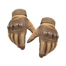 戰術手套 战術軍事運動手套 雙手 M A16, 棕色的, 1個