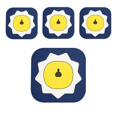 清新風格卡通矽膠鍋墊, 海軍藍, 4個