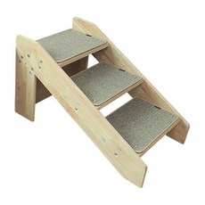 CATS VILL 實木防滑3層寵物樓梯, 棕色