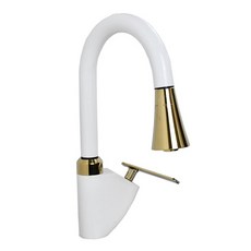 Eagle 側面單孔廚房鵝頸龍頭 白金色, 1個