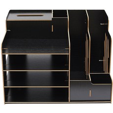 Tree 桌面文件收納箱, 黑色的, 3層