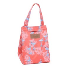 紅鶴圖案保溫保冷便當袋 粉色, 1個