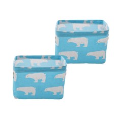 Market A 北歐風收納箱, 熊 藍色, 2個