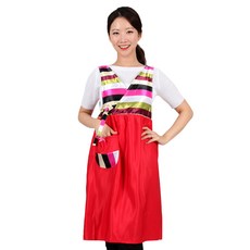 SF Fashion 彩色條紋韓服圍裙 AE129 M, 紅色, 1個