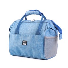 高收納力保溫保冷便攜式便當袋, 藍色